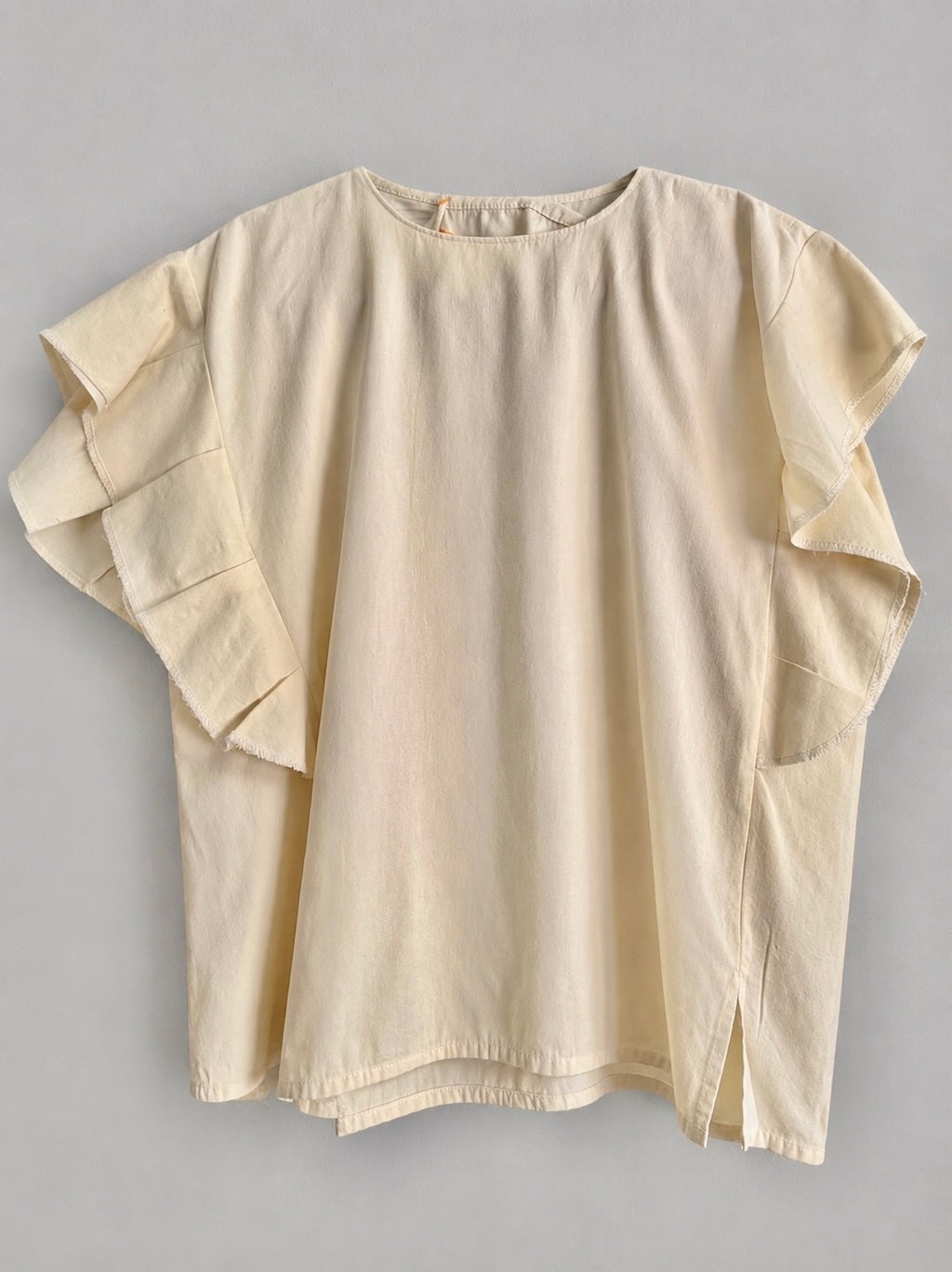 Butter Yellow Palomita Ruffled Top | Hand-Embroidered Cotton Blouse | Pastel Mexican Handmade Clothing