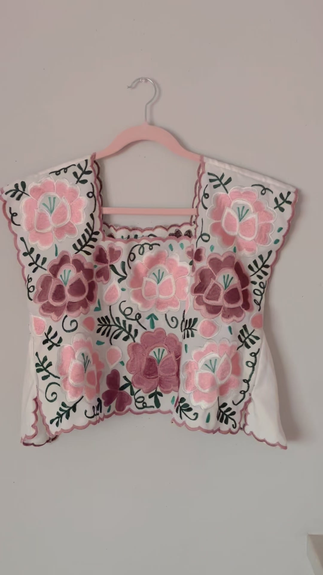 Plus Size 2X-3X Paloma Floral Embroidered Blouse – Handmade Mexican Top in Pastels